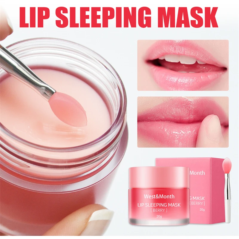 

20g Lip Sleeping Mask Korean Night Sleep Maintenance Moisturizing Lip Gloss with Brush Smooth Moisturizing Lip Care Cosmetic