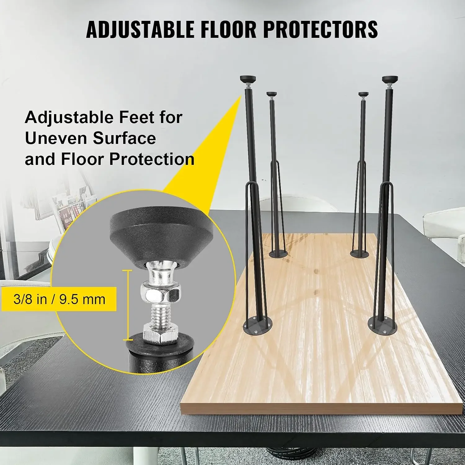 Hairpin Metal Table Legs 28 Inch Desk Legs Set of 4 Heavy Duty Bench  3-Rod Metal Furniture  Wrought Iron Coffee Table 5