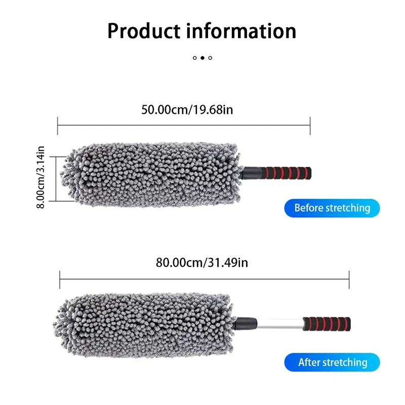 Car Body Duster Retractable Wax Dust Wash Mop Car Tyre Wheel Brush Wet And Dry Dual Use Handle Dust Remover