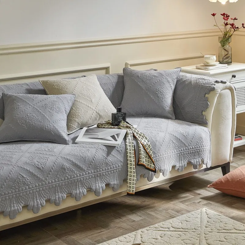 

Washed cotton sofa cover Heavy work quilting embroidery couch cover silica gel antiskid Universal for all season Sofa towel