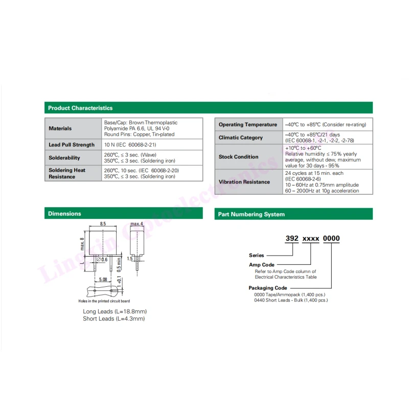 Description Picture 6 of item100Pcs/lot 392 square fuse package mixed box 8*4MM T500mA T1A T1.5A T2A T3.15A T4A T5A T10A 250V 10 specifications, 10 each