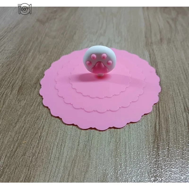 Nw Food-grade SiliconeCup Cover Cute ReusableDustproof Suction CupCover Leakproof Tea CoffeeLids Seal Cap CupAccessories
