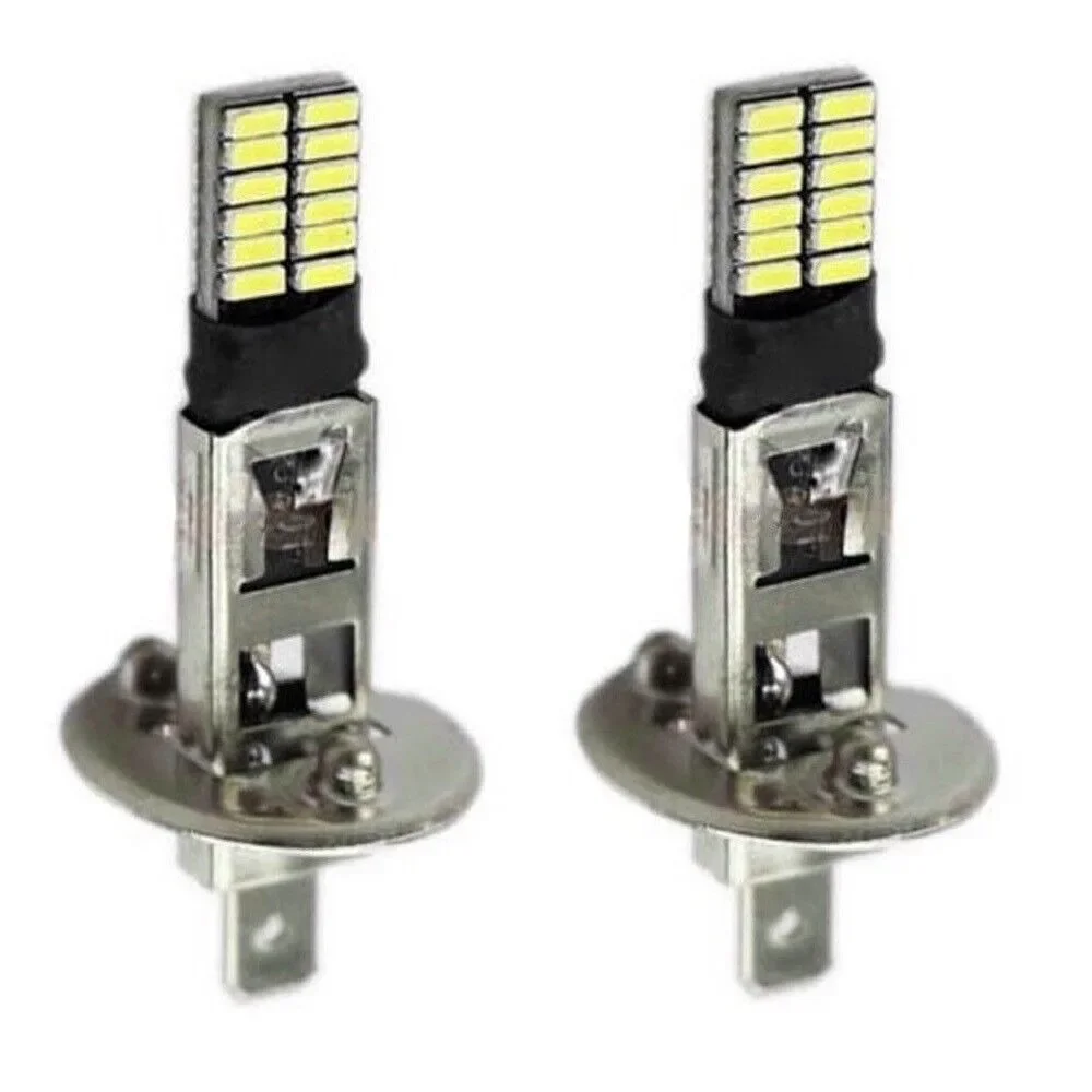 LED Car Lights 2x H1 24-LED Car Fog/Driving Light Bulbs DRL Super White 12V 24V 80W