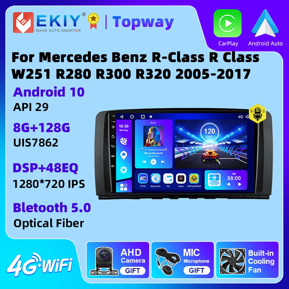 

EKIY For Mercedes Benz R-Class Car Radio For Class W251 R300 R350 R63 2006-2014 Android 10 2 Din Multimedia Player No DVD