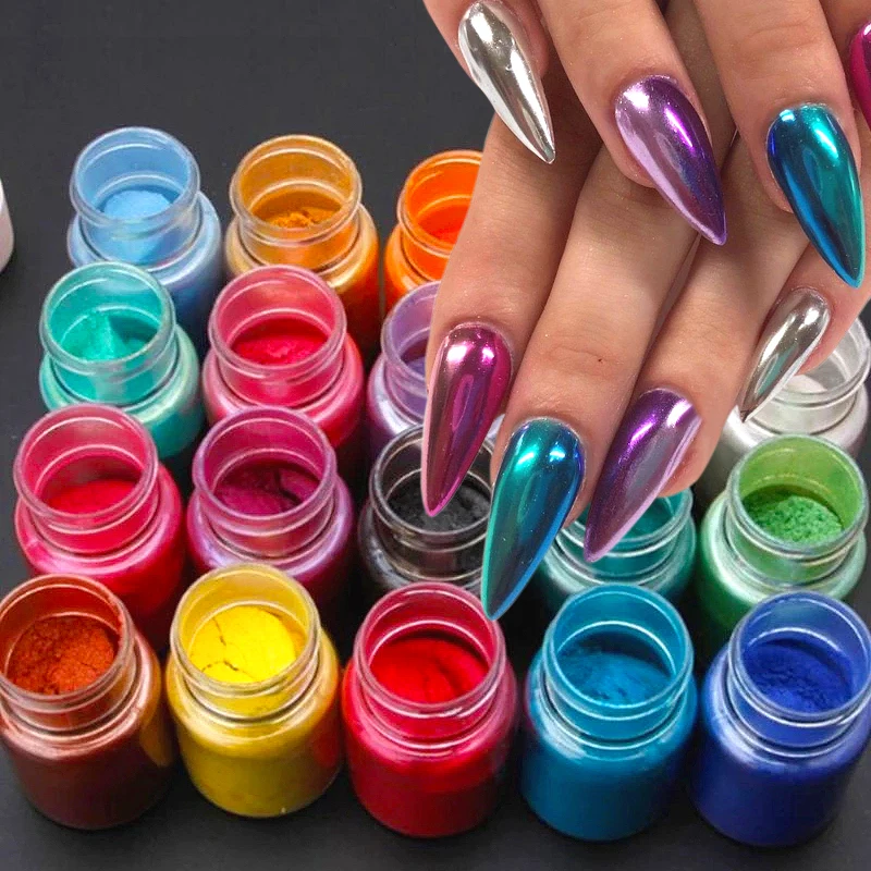 Aurora Mermaid Nail Glitter Powder Polvere Perlescente Colorata Holographic Chrome Nail Powder Pigment Dip Powder Nails Supplies