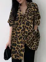 ZANZEA Women Bohemian Leopard Print Shirt Vintage Casual Tunic Top 2023 Autumn Lapel Neck Long Sleeve Blouse Button Loose Blusas - Image 2