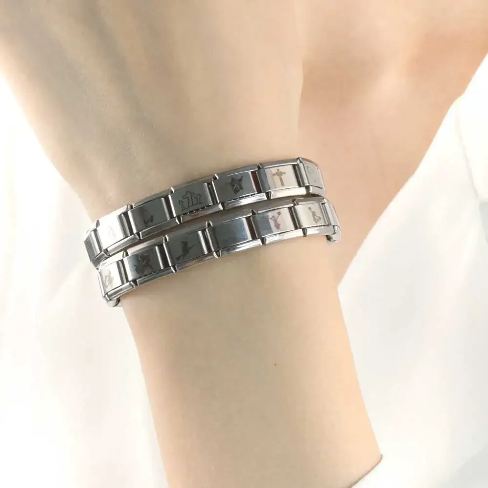 Fashion Stainless Steel Cross Religion Jesus Charm Italian Links Fit 9mm Bracelet Diy Making Jewelry Dj106-F charm bracelet