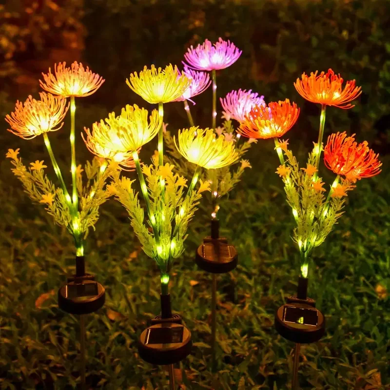 Solar Flower Garden Lights with Glowing Blooms & Stems