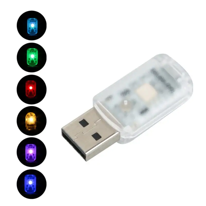 

Mini USB Nightlight LED Car Light Colorful Auto Interior Atmosphere Decorative Lamp Emergency Lighting PC Mobile Power Light