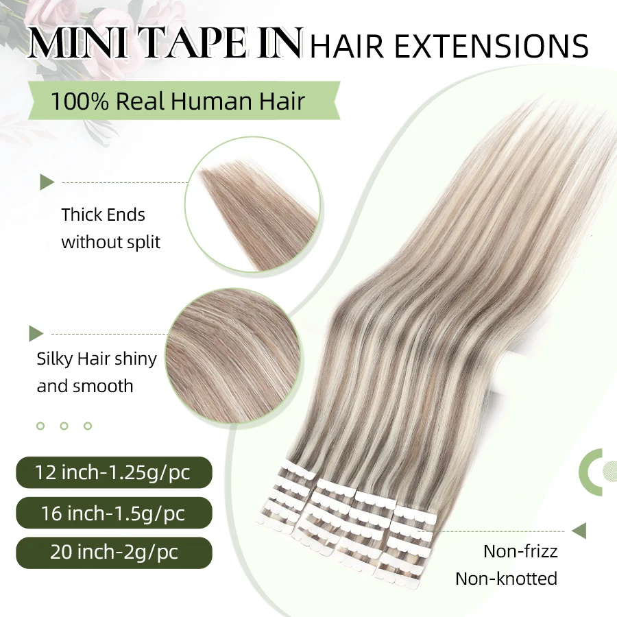Mini Tape Ins Hair Extensions Real Human Hair Straight 12-24" Blonde Machine Remy Seamless Skin Weft human hair extensions,hair extensions