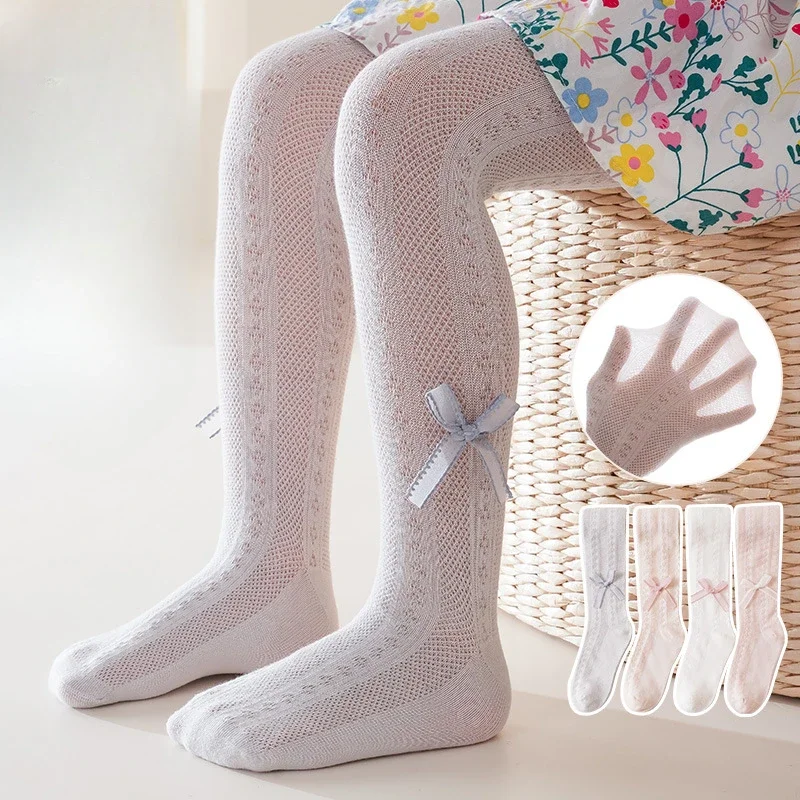 1 Piece Spring and Autumn Children Cute Bow Simple Casual Princess Fashion Sweet Girl Mesh Breathable Pantyhose