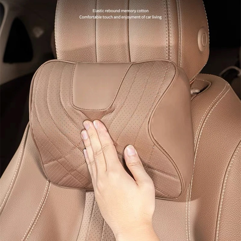 Car Leather Headrest Universal Car Seat Neck Pillow Rest Support