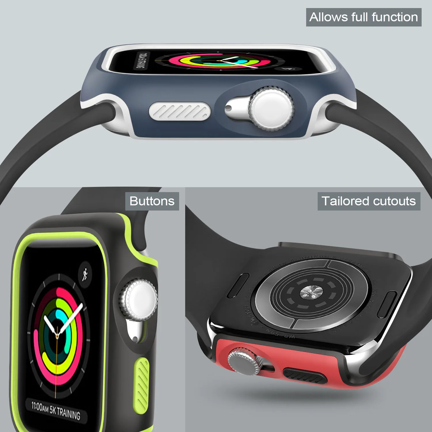 Durable TPU Protective Case Cover for Apple Watch - No Glass Film Included