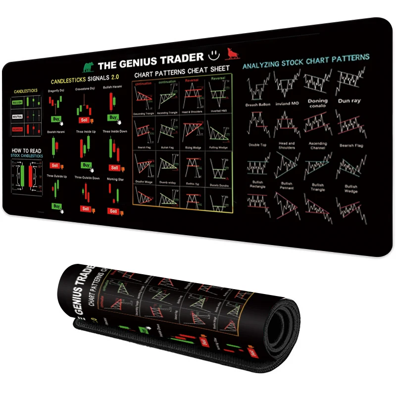Stock Market Chart Pattern Large Gaming Mousepad XXL Keyboard Gamer Mouse Pad On The Table Speed Desk Mat 100x50cm Mouse Mats 6