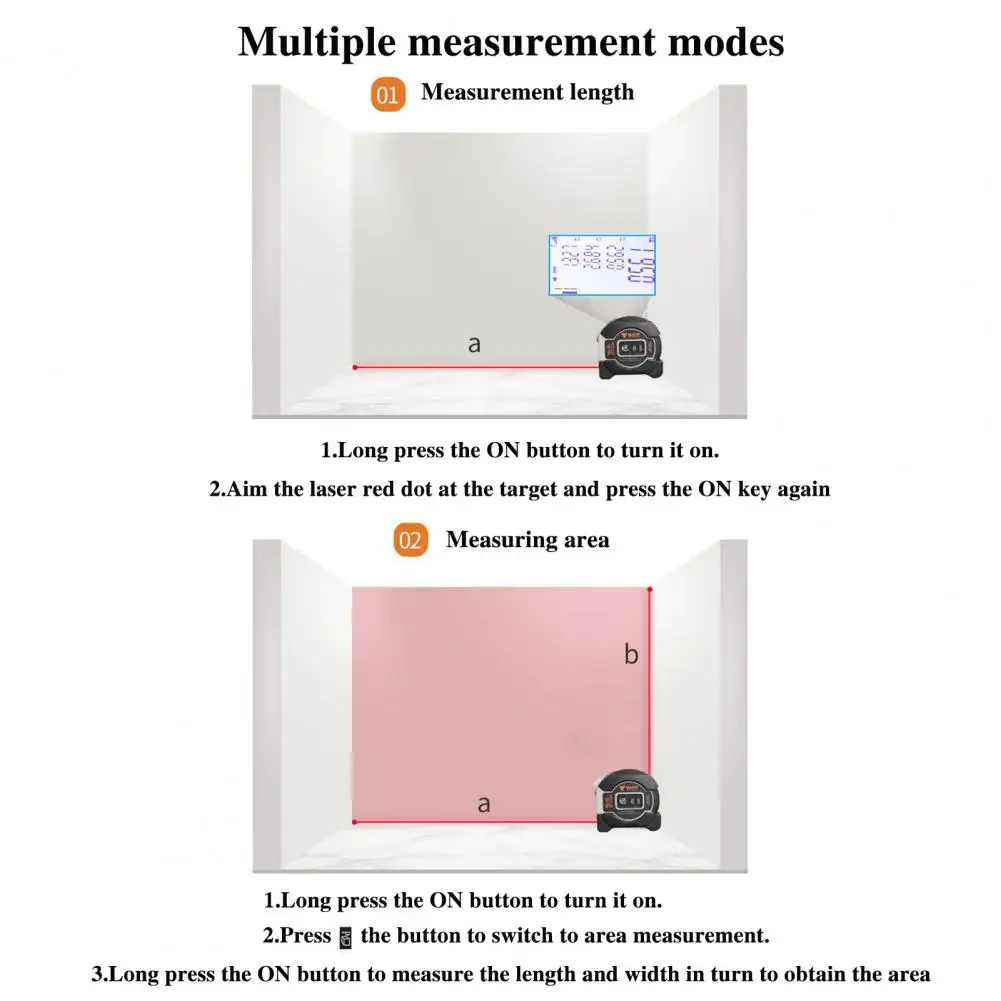 Distance Measuring Tape Led Digital Display Multifunctional Measuring Ruler High Accuracy Rechargeable Tape for Precision