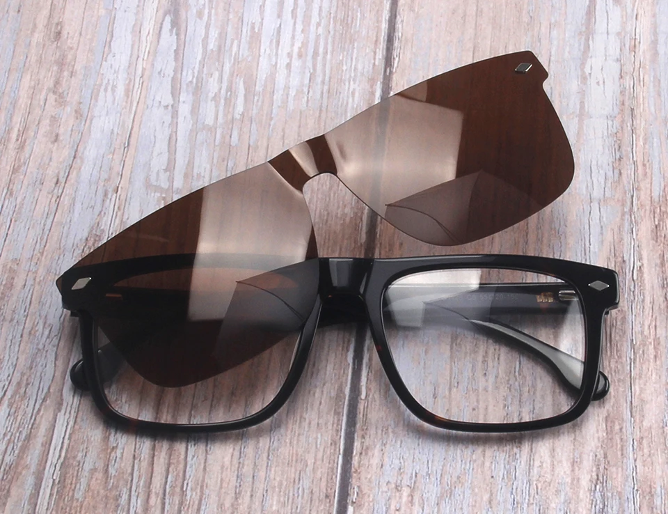 Übergroße rechteckige Vintage-Sonnenbrille, polarisiert, für Damen und Herren, magnetische Brille, zum Anklipsen, Markendesign, optischer Myopie-Brillenrahmen – Detail 18
