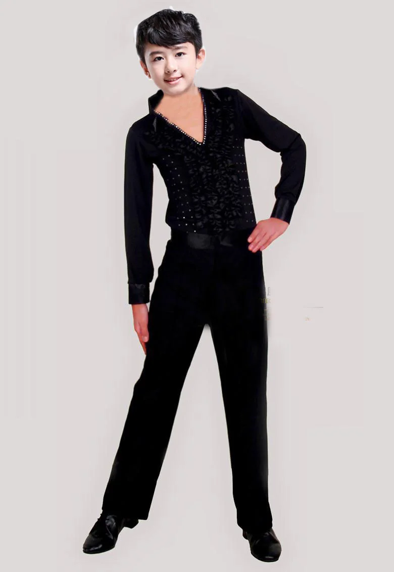 Boy Latin Dance Salsa Dance Costume Male Children's Ballroom Performing Party Costume Tops Pants Latin American