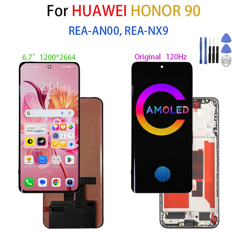 Écran LCD pour Huawei Honor 90 Lite CRT-NX1 pour Honor 90 Lite 5G 6,7 LCD écran tactile numériseur kit d'assemblage avec outils (noir