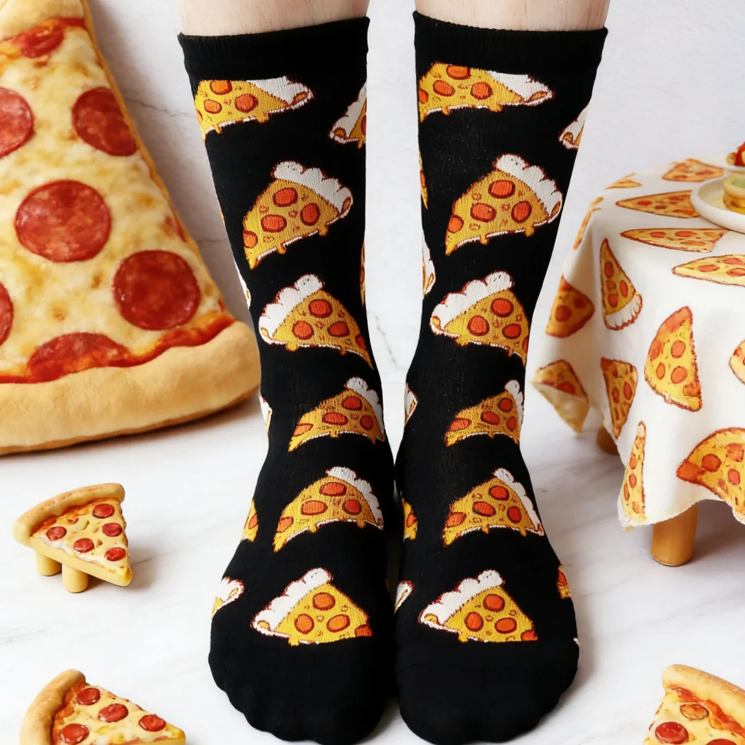 جوارب "بيتزا لفرز" (Pizza Lovers) القطنية – أسود