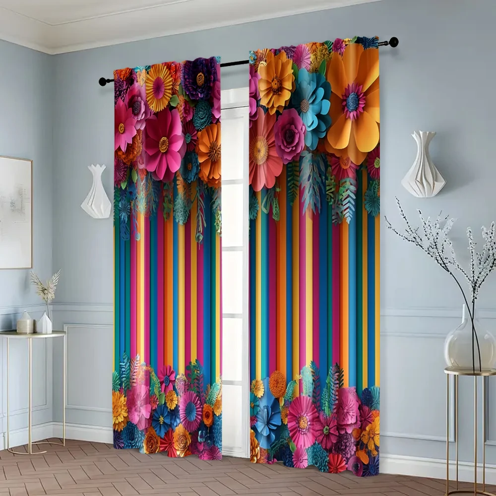 2pcs, Minimalist Curtains 2D print 2025-03-10_Carnival Celebrations Fabric (without rod) Decorations Outdoor Perfect for Bedroom 6