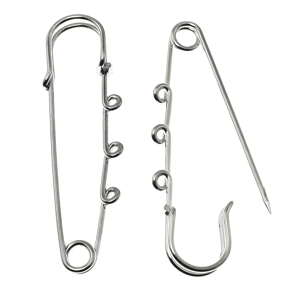 10Pcs Heavy Duty Safety Pins 2 Inch with 3 Holes Metal Kilt Pins