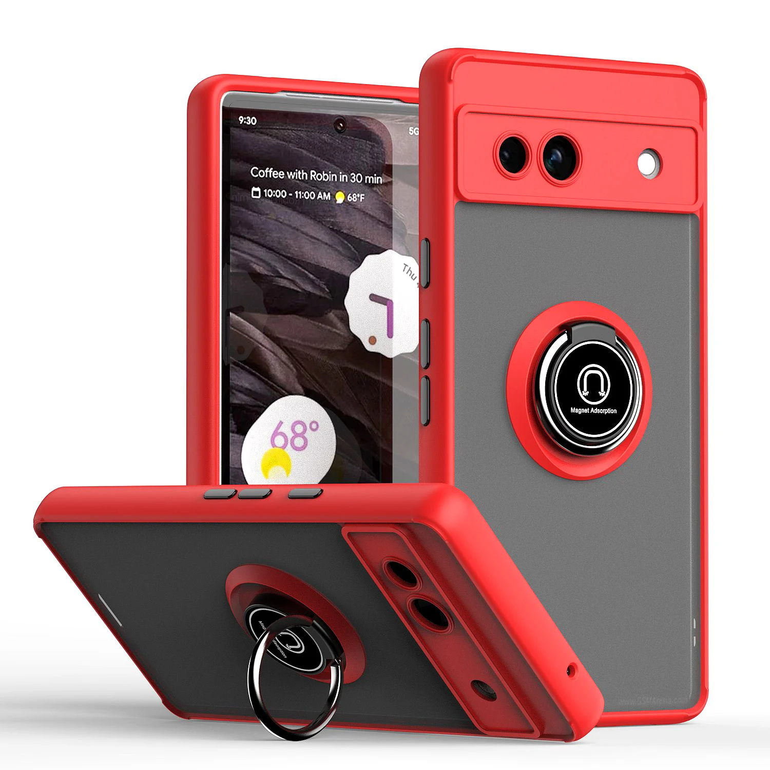 Shockproof Armor Matte Case with Magnetic Ring Stand Holder