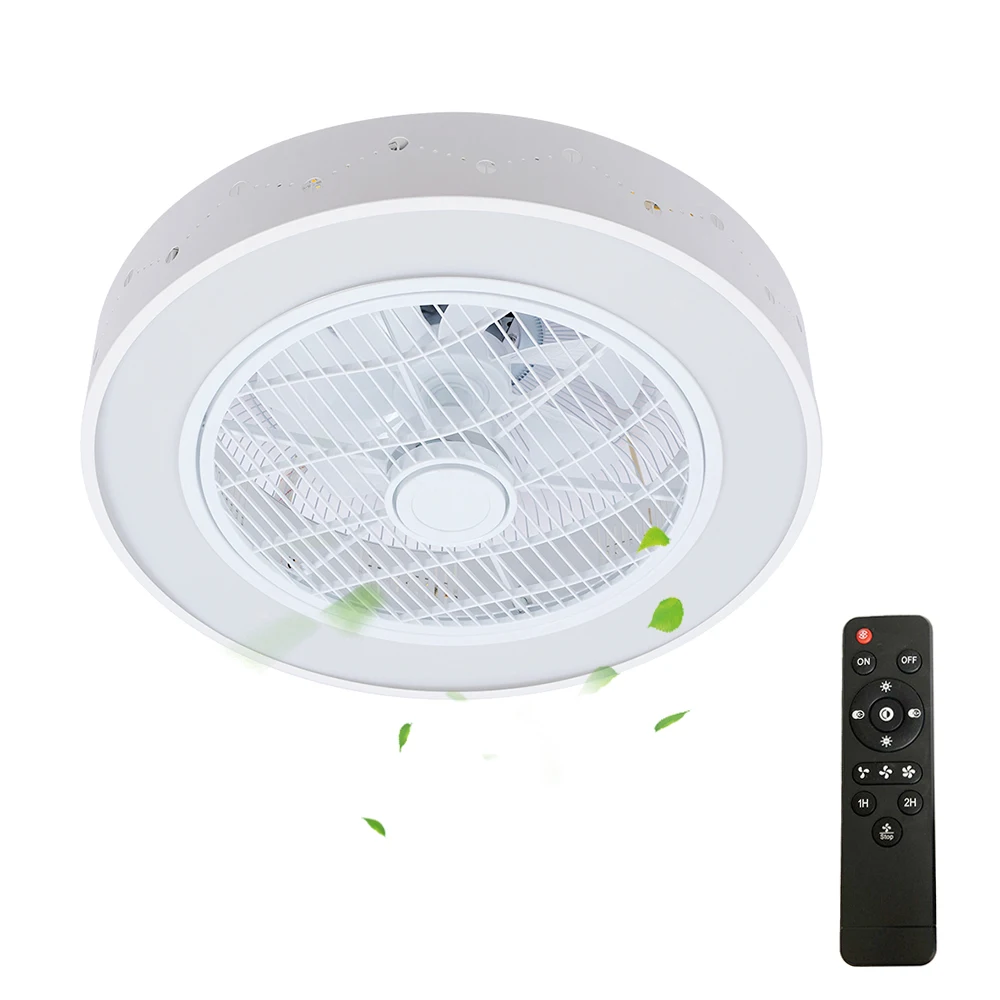 LOYALHEARTD Modern Ceiling Fan Light LED Invisible Acrylic Bladeless Chandelier Fan with Remote Control For Living Room Home