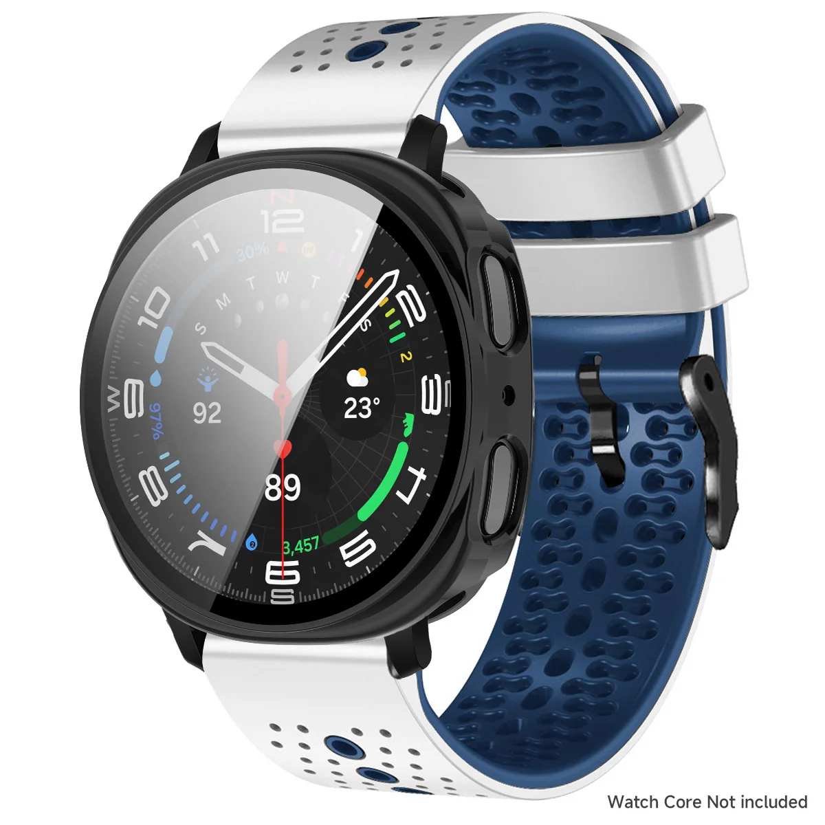 Two-Tone Silicone Strap with Glass Protective Case and Tempered Film