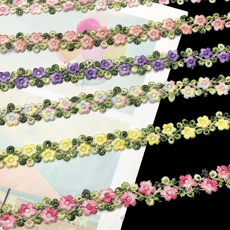Description Picture 5 of item1 Yards Lace Trim Craft Flower Polyester Lace Fabric Venise Floral Embroidered Applique Decorated Lace Ribbon