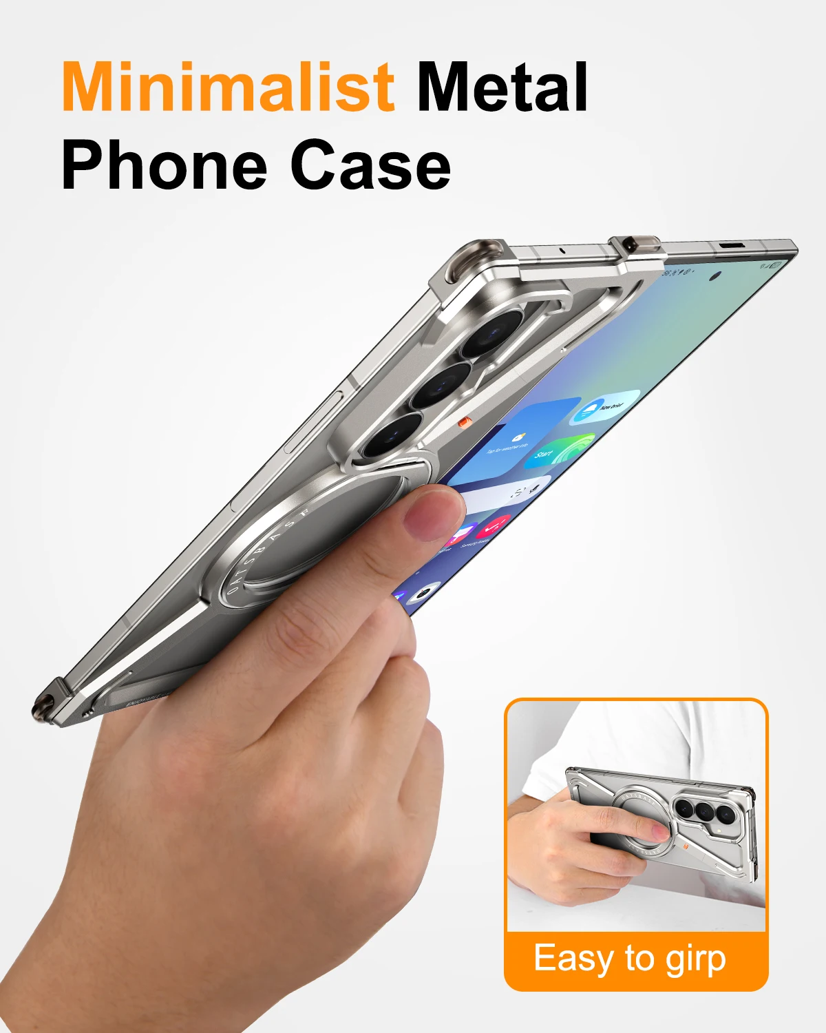 Eary 360° Rotatable Magnetic Stand Phone Case with Frameless Screen Protector and MagSafe Compatibility