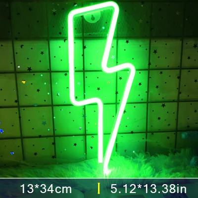 Neon Lightning Bolt LED Sign - USB-Powered Decorative Wall Light