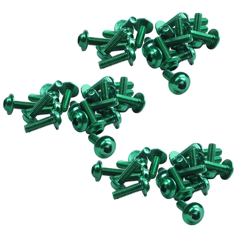 

60 Pcs Green Aluminum Alloy Motorcycle Hexagonal Bolts Screws M6