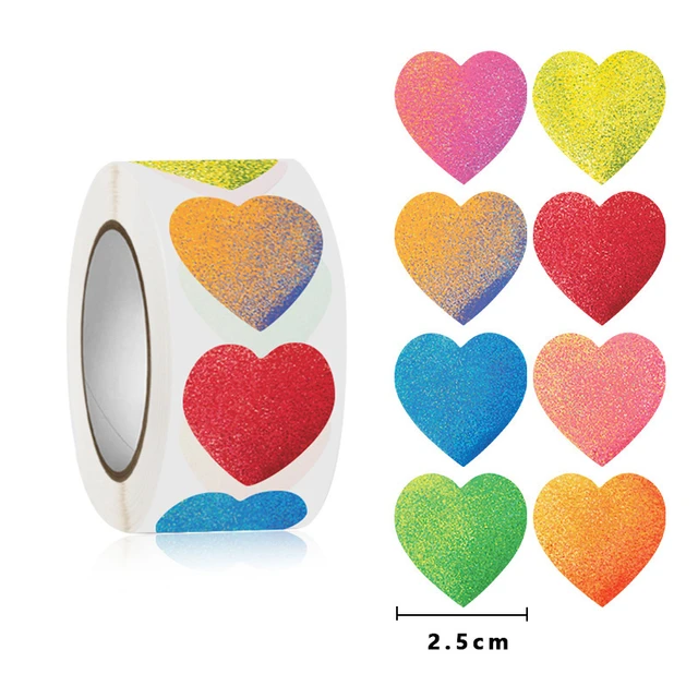 100-500pcs Heart Stickers for Envelopes Valentine's Day Sparkling