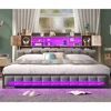 Bed Frame with 3-Tier Headboard & 2 Hidden Storage LED Lights Platform Metal Bed Frame with Storage Bed Frame 1