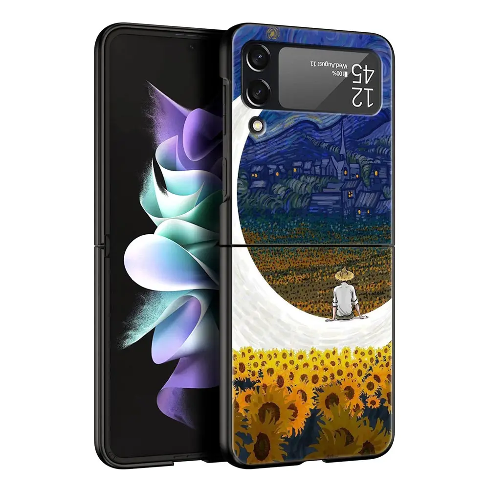 Van Gogh Sunflowers & Starry Night Folding Phone Hard Cover Case