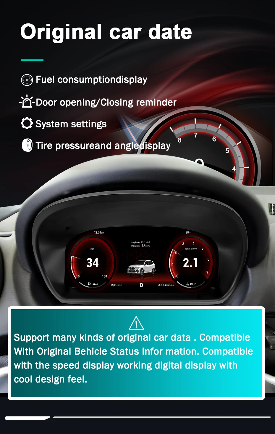 Kabelloses Carplay Android Auto LCD Digital-Armaturenbrett für BMW 1er Serie E87 E88 E87 E82 2006-2015 Tachometer Instrumentencluster BT – Detail 7