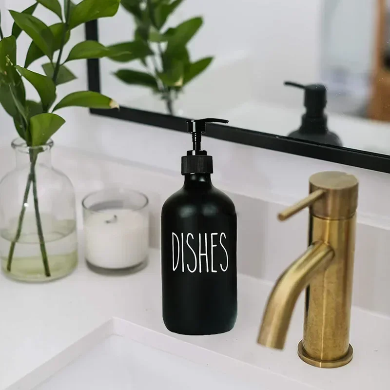 Dish Soap Dispenser Plastic Pump Refillable Liquid Soap Shampoo Shower Gel Bottle 500ml