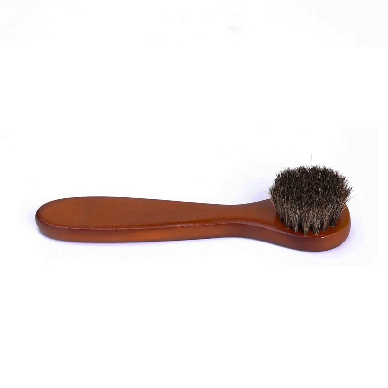 Small Round Head Horsehair Brush with Handle Multi-Functional Face and Hat Brush Soft Bristle No Shedding Leather Shoe Brush 5