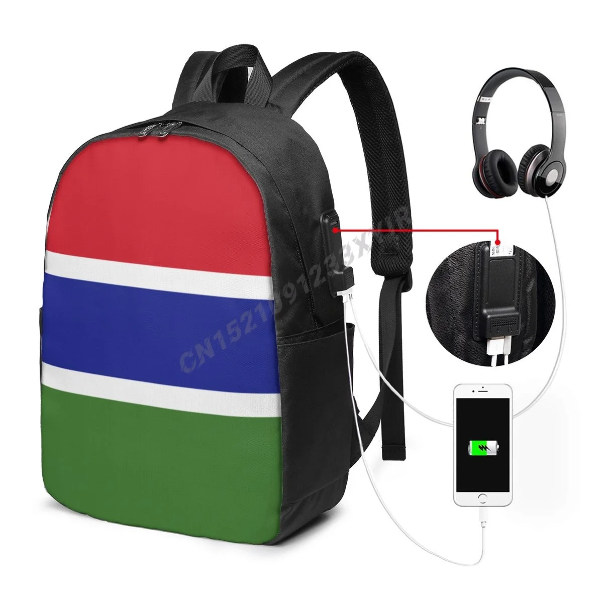 

Backpack Gambia Flag Gambian Country Map IT'S IN MY DNA Fans Student Schoolbag Travel Casual Laptop Back Pack Unisex