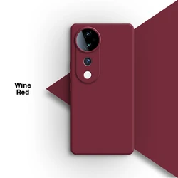 Elegant Liquid Silicone Protective Phone Case - Soft, Classic Design with Camera Protection - VIVO V40 (Wine Red)