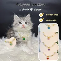 Adjustable Pearl Cat Necklace Fashion Rhinestone Sphynx Cat Collar Kitten Dog Collier Chat Accessories for Pets