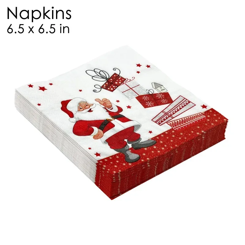 33*33cm 2-Ply White Background Red Father Christmas Printed Napkin Party Decoration Paper Placemat Butterfly Bart Paper 10/20pcs paper napkins