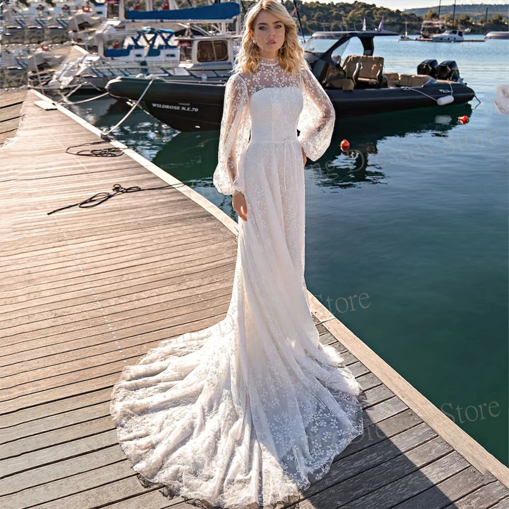 

Женское свадебное платье It's yiiya, белое кружевное платье трапециевидной формы на пуговицах, с длинными рукавами и аппликацией на лето 2019