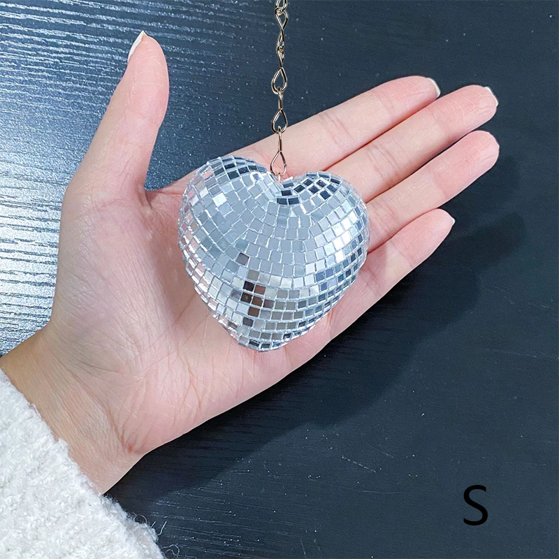 Description Picture 4 of itemGlass Mirror Balls Exquisite Heart-Shaped Reflective Glitter Disco Balls Stage Party Atmosphere Hanging Decorative Balls Pendant