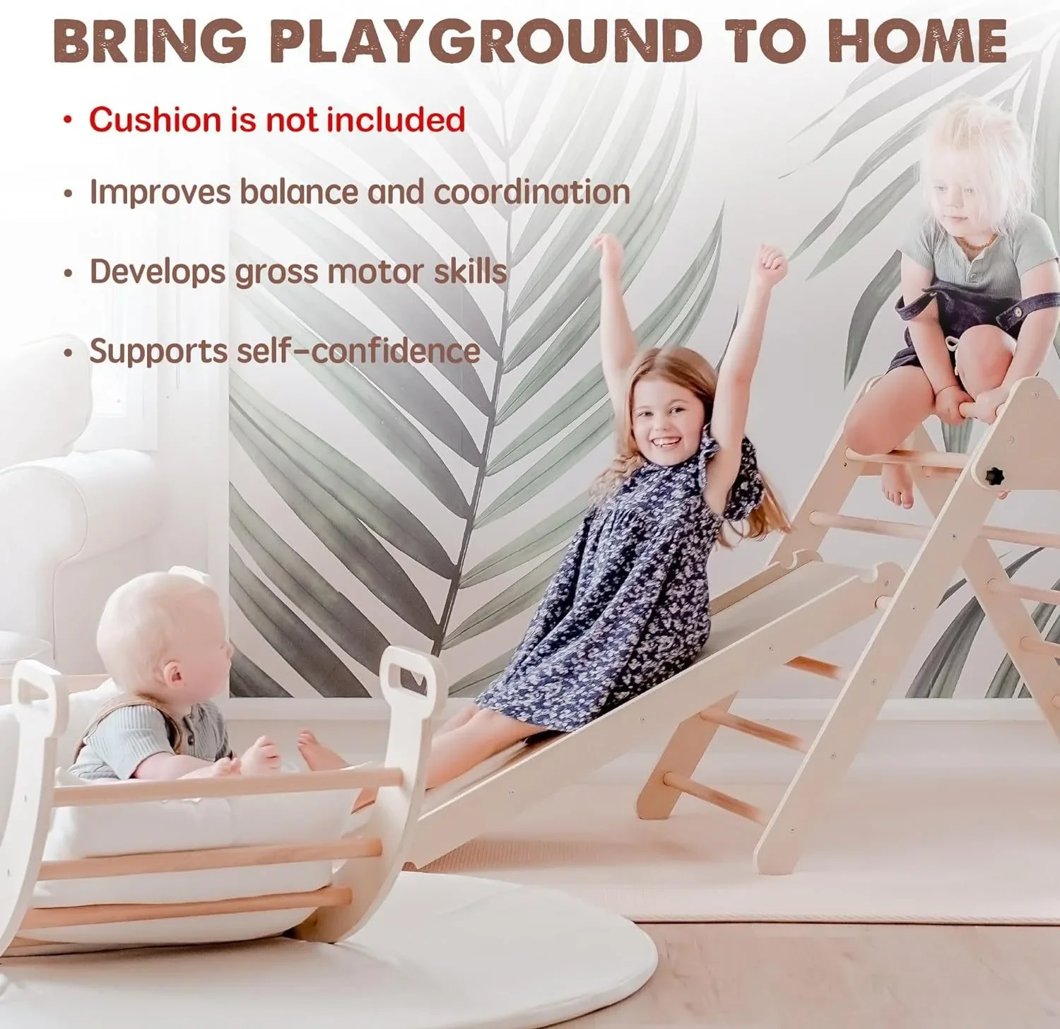 Hot Sale Classic Montessori Climbing Frame Kids' Wooden Indoor Ladder Wall Gym Set Lacquer Technique Children's Climbing