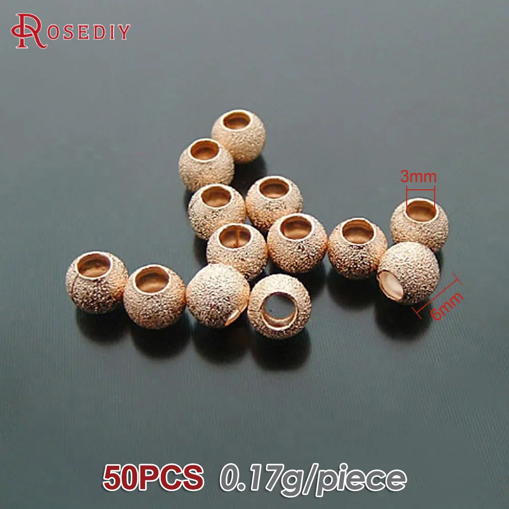 Gold Brass Frosted Matte Round Beads for Jewelry Making - 18K Gold Color, Multiple Sizes