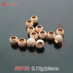 Gold Brass Frosted Matte Round Beads for Jewelry Making - 18K Gold Color, Multiple Sizes (6MM 50PCS)