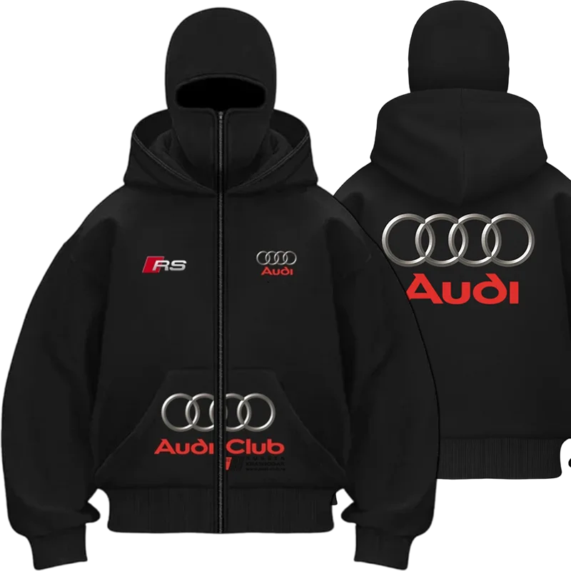 아우디 방풍 따뜻한 오토바이 재킷 이중 레이어 후드 가디건 스웨트셔츠 바이커를 위한 맞춤형 스타일