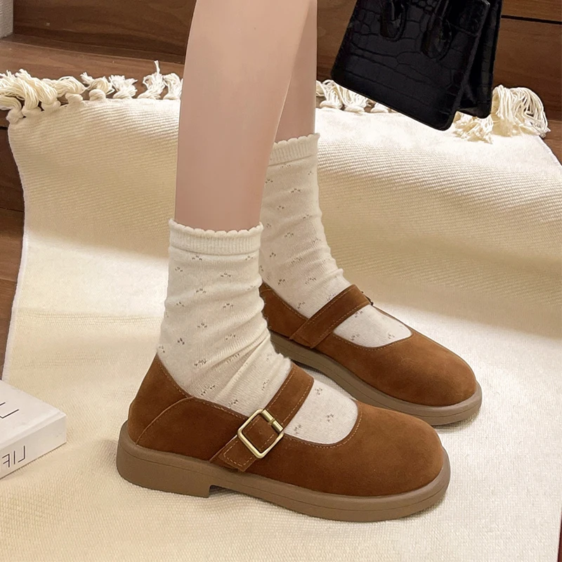 Womens Derby Shoes Soft Female Footwear Shallow Mouth British Style Loafers With Fur Leather Dress New Preppy Slip-on Mary Janes 2