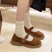 Womens Derby Shoes Soft Female Footwear Shallow Mouth British Style Loafers With Fur Leather Dress New Preppy Slip-on Mary Janes 2